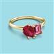 3 - Nadya Pear Shape Lab Created Ruby & Emerald Shape Pink Tourmaline 2 Stone Duo Ring 