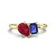 1 - Nadya Pear Shape Lab Created Ruby & Emerald Shape Iolite 2 Stone Duo Ring 