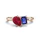 1 - Nadya Pear Shape Lab Created Ruby & Emerald Shape Iolite 2 Stone Duo Ring 