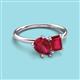 3 - Nadya Pear Shape Lab Created Ruby & Emerald Shape Ruby 2 Stone Duo Ring 