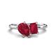 1 - Nadya Pear Shape Lab Created Ruby & Emerald Shape Ruby 2 Stone Duo Ring 