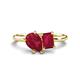 1 - Nadya Pear Shape Lab Created Ruby & Emerald Shape Ruby 2 Stone Duo Ring 