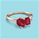 3 - Nadya Pear Shape Lab Created Ruby & Emerald Shape Ruby 2 Stone Duo Ring 