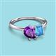 3 - Nadya Pear Shape Amethyst & Emerald Shape Blue Topaz 2 Stone Duo Ring 