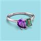 3 - Nadya Pear Shape Amethyst & Emerald Shape Lab Created Alexandrite 2 Stone Duo Ring 