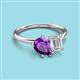 3 - Nadya Pear Shape Amethyst & Emerald Shape White Sapphire 2 Stone Duo Ring 