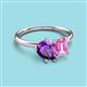 3 - Nadya Pear Shape Amethyst & Emerald Shape Pink Sapphire 2 Stone Duo Ring 