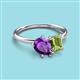 3 - Nadya Pear Shape Amethyst & Emerald Shape Peridot 2 Stone Duo Ring 