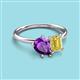 3 - Nadya Pear Shape Amethyst & Emerald Shape Yellow Sapphire 2 Stone Duo Ring 