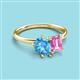 3 - Nadya Pear Shape Blue Topaz & Emerald Shape Pink Sapphire 2 Stone Duo Ring 