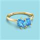 3 - Nadya Pear & Emerald Shape Blue Topaz 2 Stone Duo Ring 