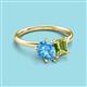 3 - Nadya Pear Shape Blue Topaz & Emerald Shape Peridot 2 Stone Duo Ring 