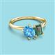 3 - Nadya Pear Shape Blue Topaz & Emerald Shape Lab Created Alexandrite 2 Stone Duo Ring 