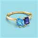 3 - Nadya Pear Shape Blue Topaz & Emerald Shape Iolite 2 Stone Duo Ring 
