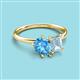 3 - Nadya Pear Shape Blue Topaz & Emerald Shape Aquamarine 2 Stone Duo Ring 