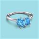 3 - Nadya Pear & Emerald Shape Blue Topaz 2 Stone Duo Ring 