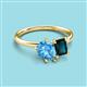 3 - Nadya Pear Shape Blue Topaz & Emerald Shape London Blue Topaz 2 Stone Duo Ring 