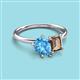 3 - Nadya Pear Shape Blue Topaz & Emerald Shape Smoky Quartz 2 Stone Duo Ring 