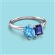 3 - Nadya Pear Shape Blue Topaz & Emerald Shape Iolite 2 Stone Duo Ring 