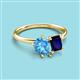 3 - Nadya Pear Shape Blue Topaz & Emerald Shape Blue Sapphire 2 Stone Duo Ring 