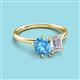 3 - Nadya Pear Shape Blue Topaz & Emerald Shape White Sapphire 2 Stone Duo Ring 