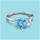 3 - Nadya Pear Shape Blue Topaz & Emerald Shape Aquamarine 2 Stone Duo Ring 