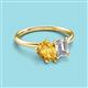 3 - Nadya Pear Shape Citrine & Emerald Shape GIA Certified Diamond 2 Stone Duo Ring 