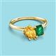 3 - Nadya Pear Shape Citrine & Emerald Shape Emerald 2 Stone Duo Ring 