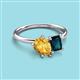 3 - Nadya Pear Shape Citrine & Emerald Shape London Blue Topaz 2 Stone Duo Ring 