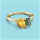 3 - Nadya Pear Shape Citrine & Emerald Shape Lab Created Alexandrite 2 Stone Duo Ring 