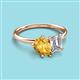 3 - Nadya Pear Shape Citrine & Emerald Shape Forever Brilliant Moissanite 2 Stone Duo Ring 