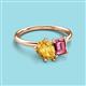 3 - Nadya Pear Shape Citrine & Emerald Shape Pink Tourmaline 2 Stone Duo Ring 