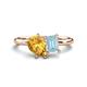 1 - Nadya Pear Shape Citrine & Emerald Shape Aquamarine 2 Stone Duo Ring 