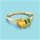 3 - Nadya Pear Shape Citrine & Emerald Shape Peridot 2 Stone Duo Ring 