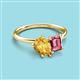 3 - Nadya Pear Shape Citrine & Emerald Shape Pink Tourmaline 2 Stone Duo Ring 