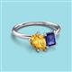 3 - Nadya Pear Shape Citrine & Emerald Shape Iolite 2 Stone Duo Ring 