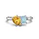 1 - Nadya Pear Shape Citrine & Emerald Shape Aquamarine 2 Stone Duo Ring 