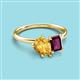 3 - Nadya Pear Shape Citrine & Emerald Shape Rhodolite Garnet 2 Stone Duo Ring 