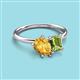 3 - Nadya Pear Shape Citrine & Emerald Shape Peridot 2 Stone Duo Ring 