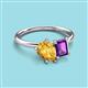 3 - Nadya Pear Shape Citrine & Emerald Shape Amethyst 2 Stone Duo Ring 