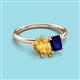 3 - Nadya Pear Shape Citrine & Emerald Shape Blue Sapphire 2 Stone Duo Ring 