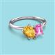 3 - Nadya Pear Shape Citrine & Emerald Shape Pink Sapphire 2 Stone Duo Ring 