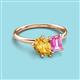 3 - Nadya Pear Shape Citrine & Emerald Shape Pink Sapphire 2 Stone Duo Ring 