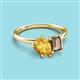 3 - Nadya Pear Shape Citrine & Emerald Shape Smoky Quartz 2 Stone Duo Ring 