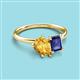 3 - Nadya Pear Shape Citrine & Emerald Shape Iolite 2 Stone Duo Ring 