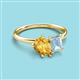 3 - Nadya Pear Shape Citrine & Emerald Shape Aquamarine 2 Stone Duo Ring 