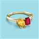 3 - Nadya Pear Shape Citrine & Emerald Shape Ruby 2 Stone Duo Ring 