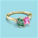 3 - Nadya Pear Shape Lab Created Alexandrite & Emerald Shape Pink Sapphire 2 Stone Duo Ring 