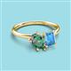 3 - Nadya Pear Shape Lab Created Alexandrite & Emerald Shape Blue Topaz 2 Stone Duo Ring 