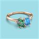 3 - Nadya Pear Shape Lab Created Alexandrite & Emerald Shape Blue Topaz 2 Stone Duo Ring 